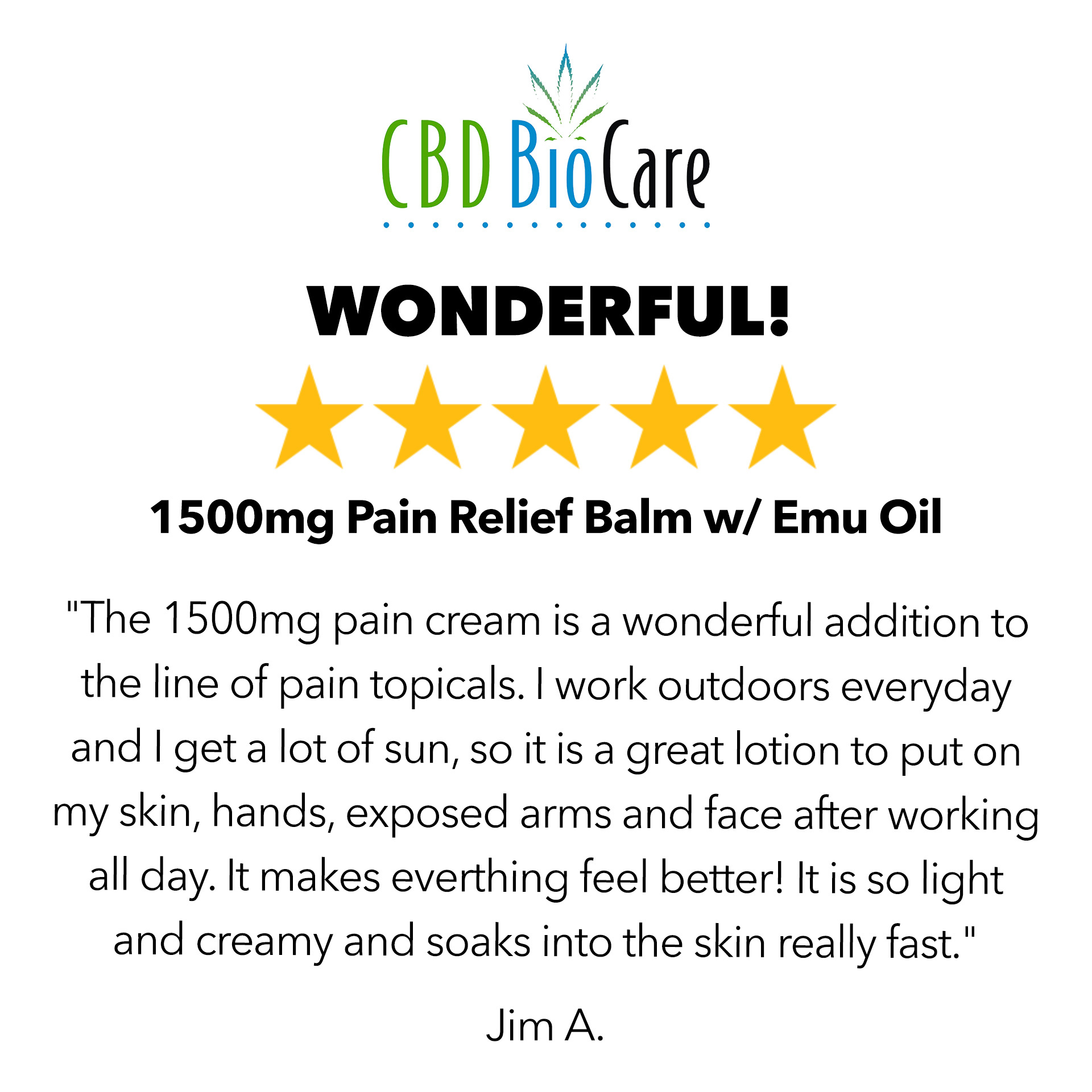 5-star review: Wonderful — 1500mg Pain Relief Balm with Emu Oil