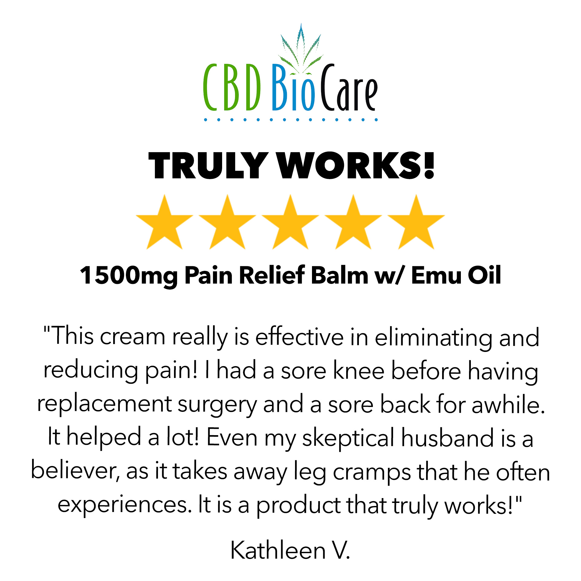 5-star review: Truly Works — 1500mg Pain Relief Balm with Emu Oil