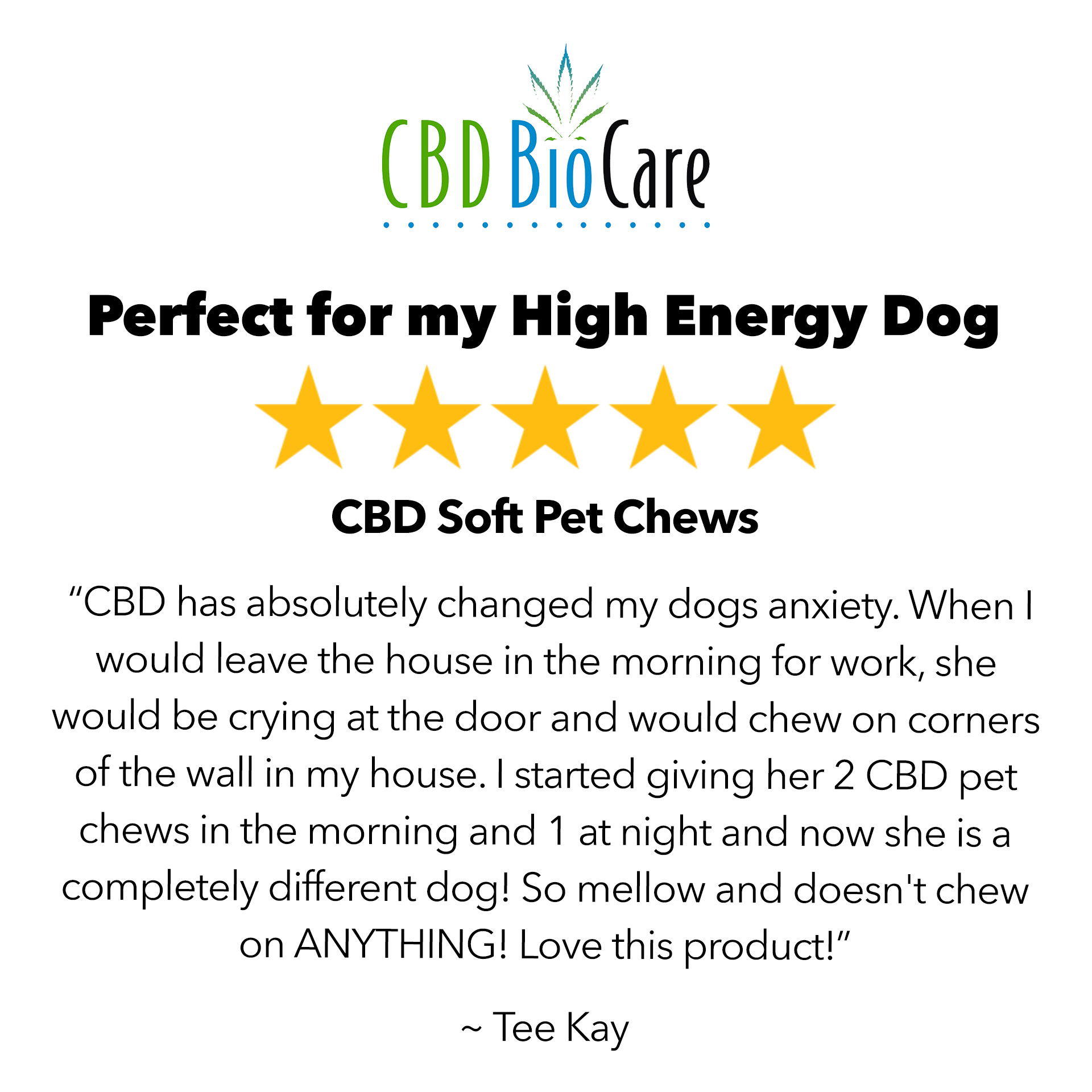 5-star review: Perfect for my High Energy Dog — CBD Soft Pet Chews