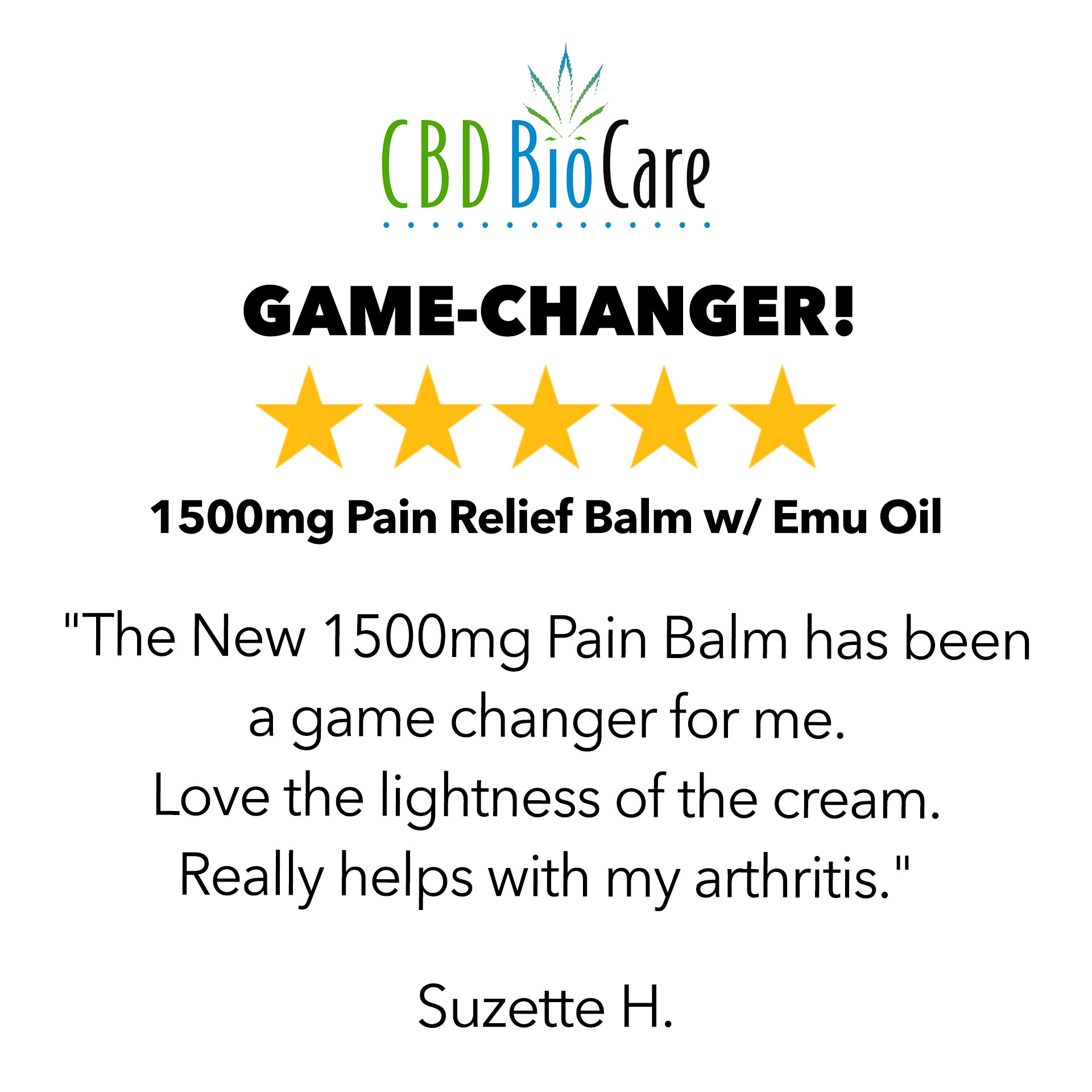 5-star review: Game-Changer — 1500mg Pain Relief Balm with Emu Oil