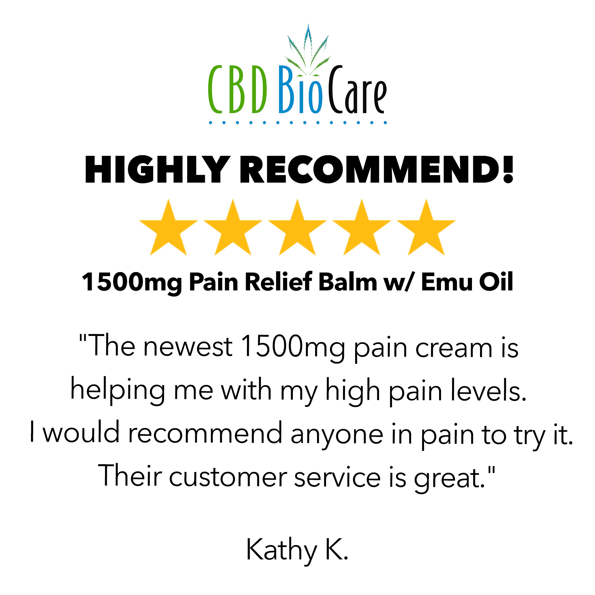5-star review: Highly Recommend — 1500mg Pain Relief Balm with Emu Oil